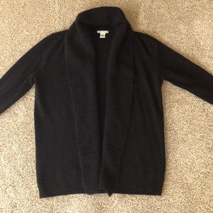 White + Warren Blk Cashmere Shawl Collar Sweater